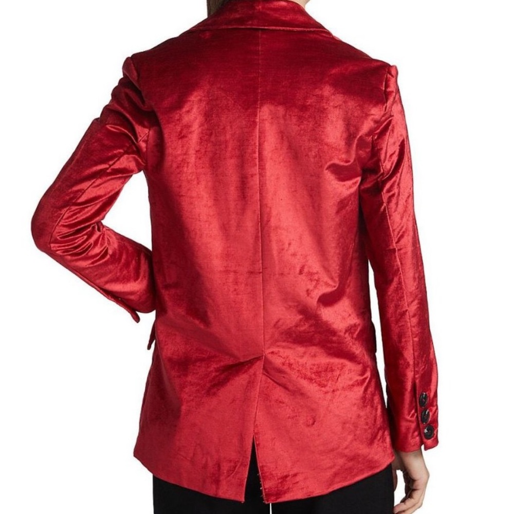 FREE PEOPLE Ashby Brushed Velvet Holiday Christmas Red Blazer Oversized Size M - Picture 2 of 16